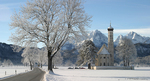 St. Coloman Church in front of Allgaeu Alps, near Neuschwanstein, Bavaria, Germany