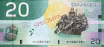 Canadian Twenty-dollar note (The 2004 $20 Note was awarded Bank Note of the Year by the International Society in 2005)